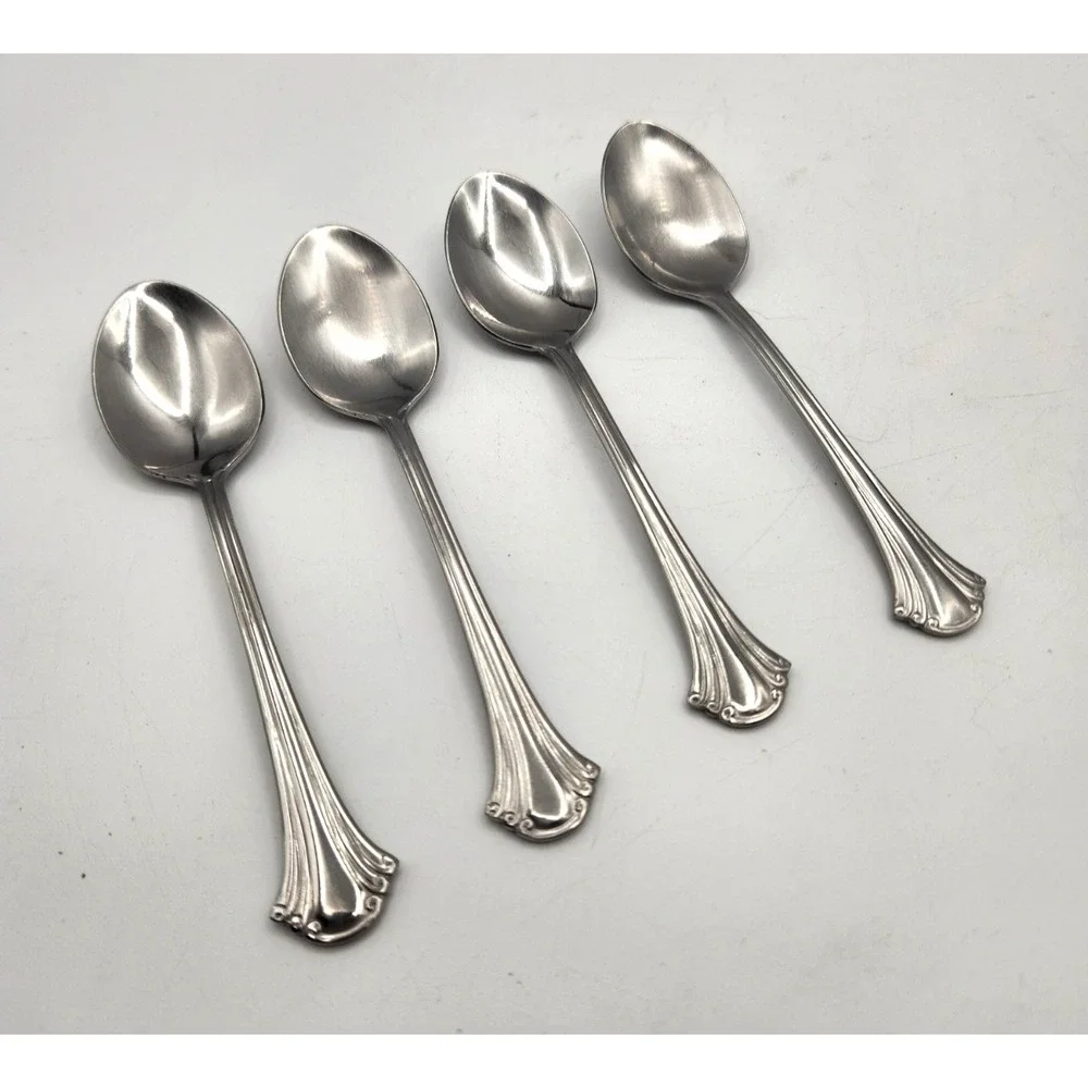 Reed & Barton Select Stainless Lot of 4 Teaspoons Glossy ESTORIL Ridges